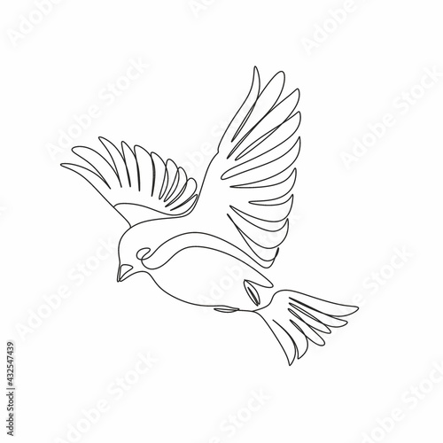 Abstract woman  face with bird and flowers by one line drawing. Portrait minimalistic style.  Botanical print. Nature symbol of cosmetics. Modern continuous line art.  Fashion print. Beaty salon art