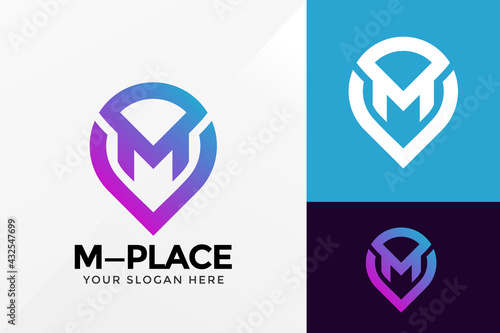 Letter M Mark Place Location Logo Design, Brand Identity logos vector, modern logo, Logo Designs Vector Illustration Template
