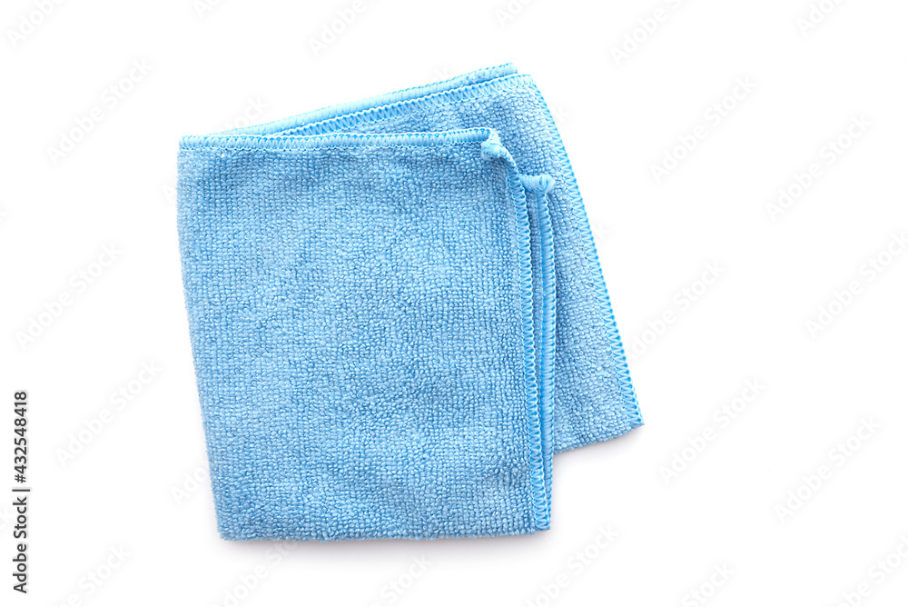 Square kitchen rag isolated on white, blue cloth top view Square kitchen rag isolated on white, blue cloth top view
