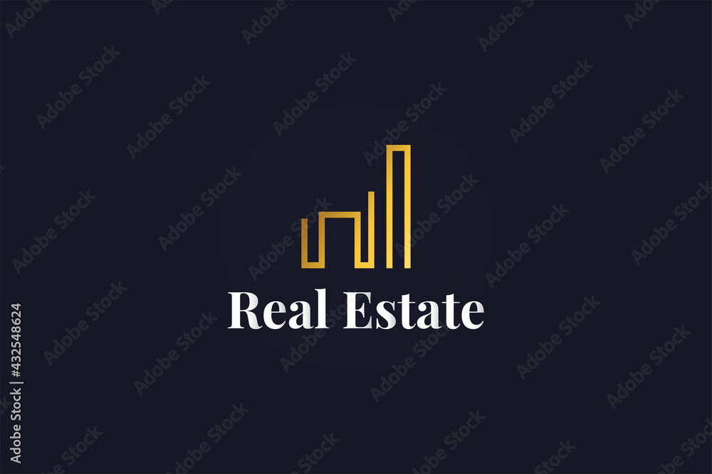 Luxury Gold Real Estate Logo. Construction, Architecture or Building Logo Design Luxury Gold Real Estate Logo. Construction, Architecture or Building Logo Design