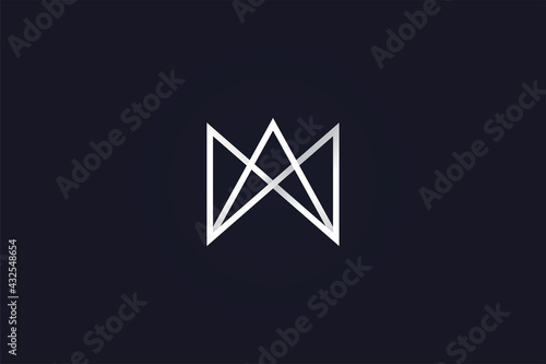 Abstract Initial Letter M or MW Logo with Crown Concept. Letter MW Logo Design Template. Usable for Business and Technology Logos