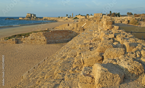 The Herodian Hippodrome at Caesarea, Israel. Caesarea was King Herod's Port Town and is an important archaeological and historical site. photo