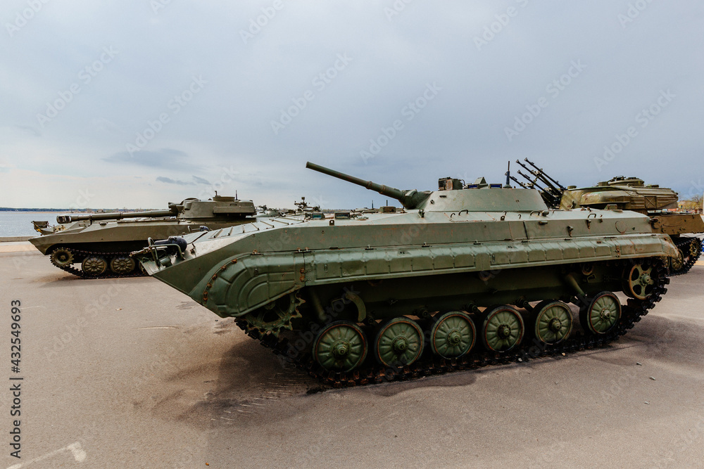 Tanks and armored machines on the road Tanks and armored machines on the road
