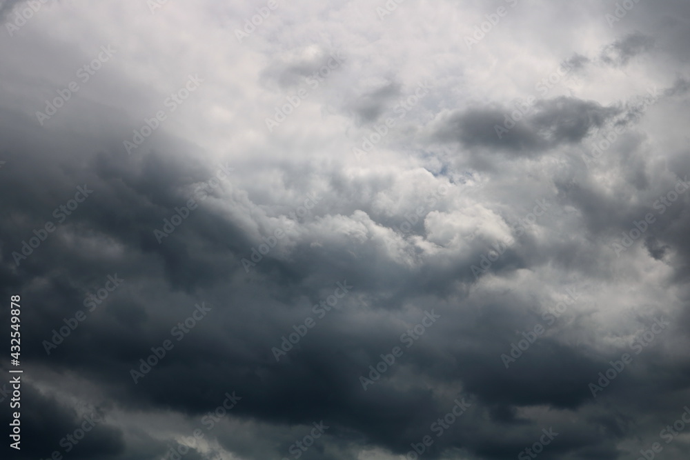 Dark sky and dramatic black cloud before rain - obrazy, fototapety, plakaty 