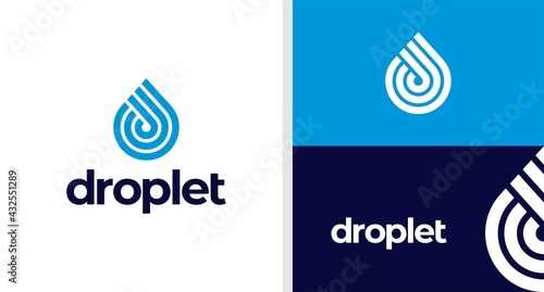 LETTER D LOGO DROP WATER LINE EDITABLE