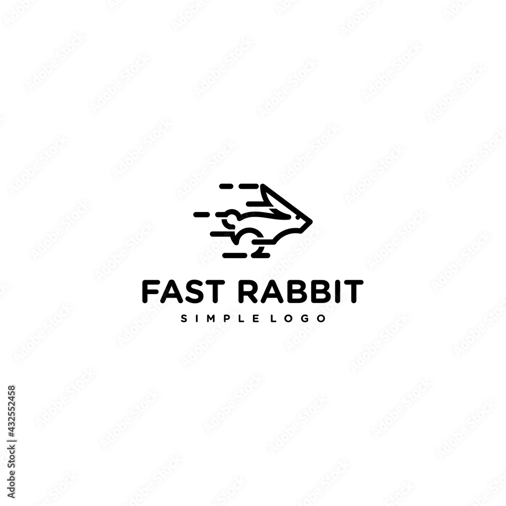 running fast rabbit logo vector illustration