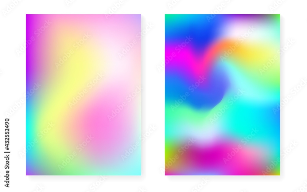 Holographic gradient background set with hologram cover. Holographic gradient background set with hologram cover.