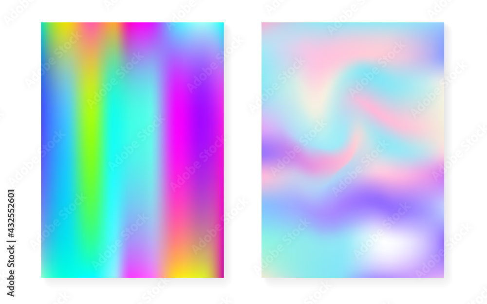 Holographic gradient background set with hologram cover. Holographic gradient background set with hologram cover.