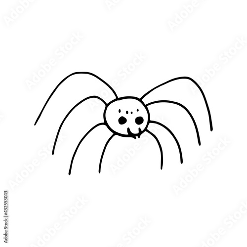 spider icon. hand drawn doodle style. vector, minimalism, monochrome. halloween decor.