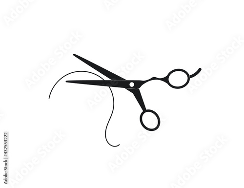 Flat icon scissors isolated on white background. Beauty saloon.