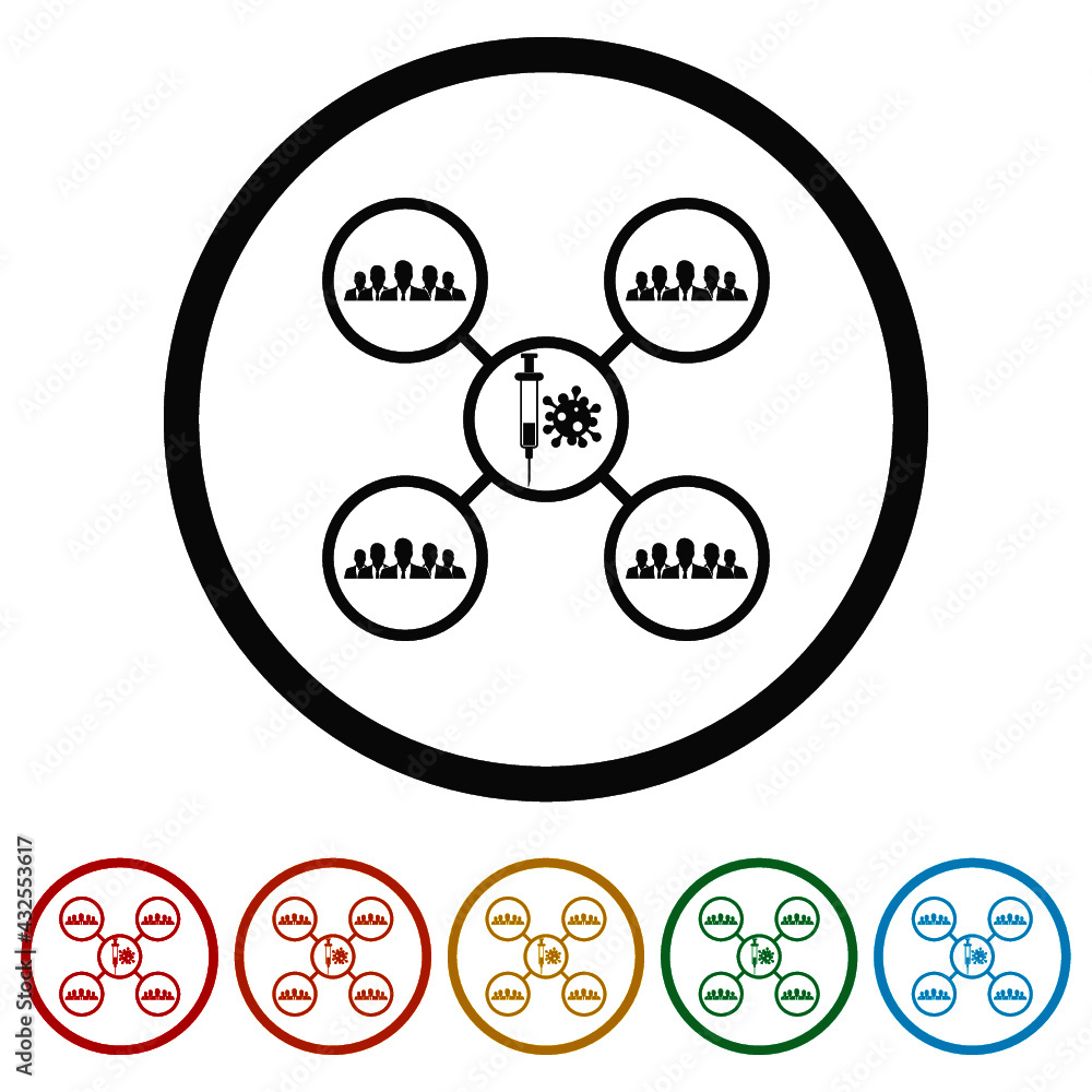 Time to Vaccinate ring icon color set Time to Vaccinate ring icon color set