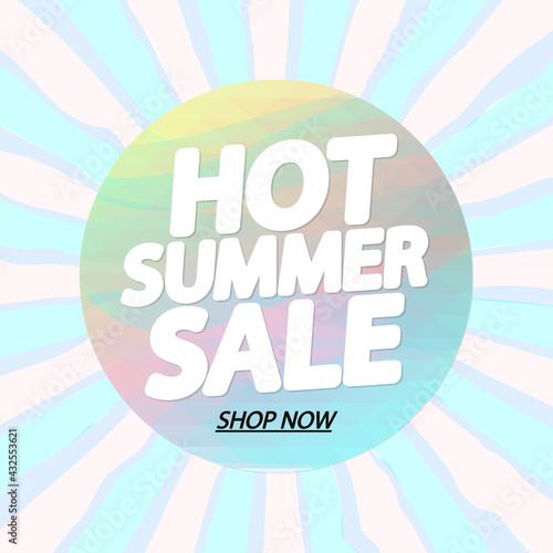 Hot Summer Sale, poster design template, discount banner, vector illustration