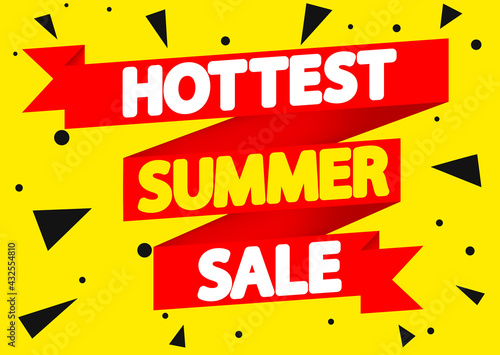Hottest Summer Sale, poster design template, discount banner, vector illustration