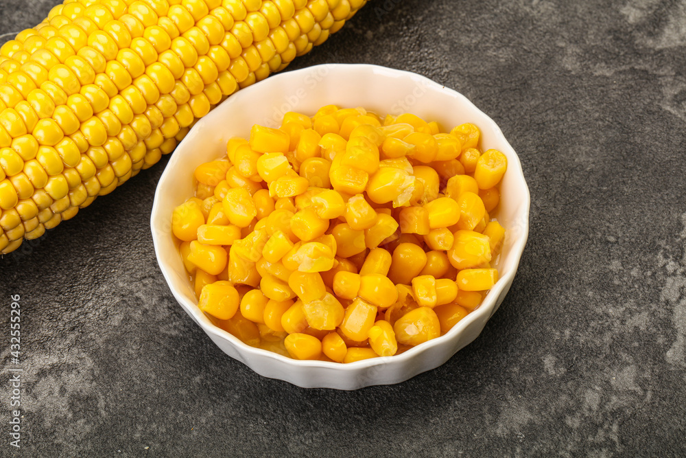 Sweet yellow corn in the bowl Sweet yellow corn in the bowl