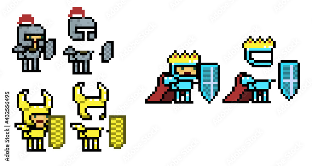 Vector illustration of Knight armors - Pixel design