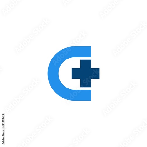 Health design logo letter C and plus