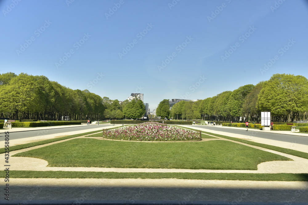 L'un des parterres de fleurs circulaires au parc du Cinquantenaire à Bruxelles