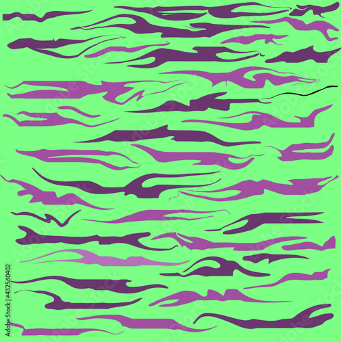different shaped stripes of pink color on a green background