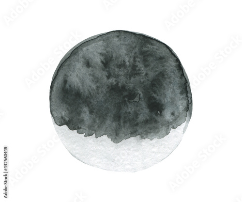 Moon watercolor, abstract illustration, galaxy planet, print,background, greeting card. © AnaNas