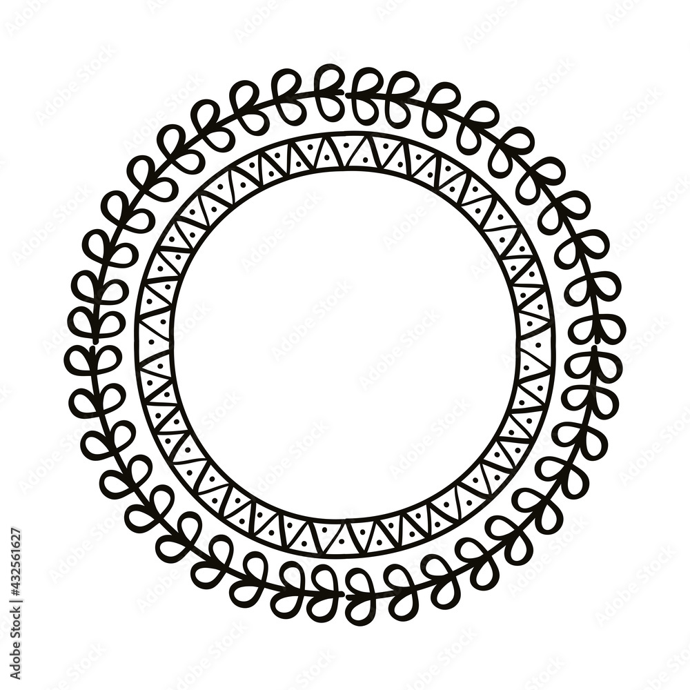 circular drawn leafs frame circular drawn leafs frame