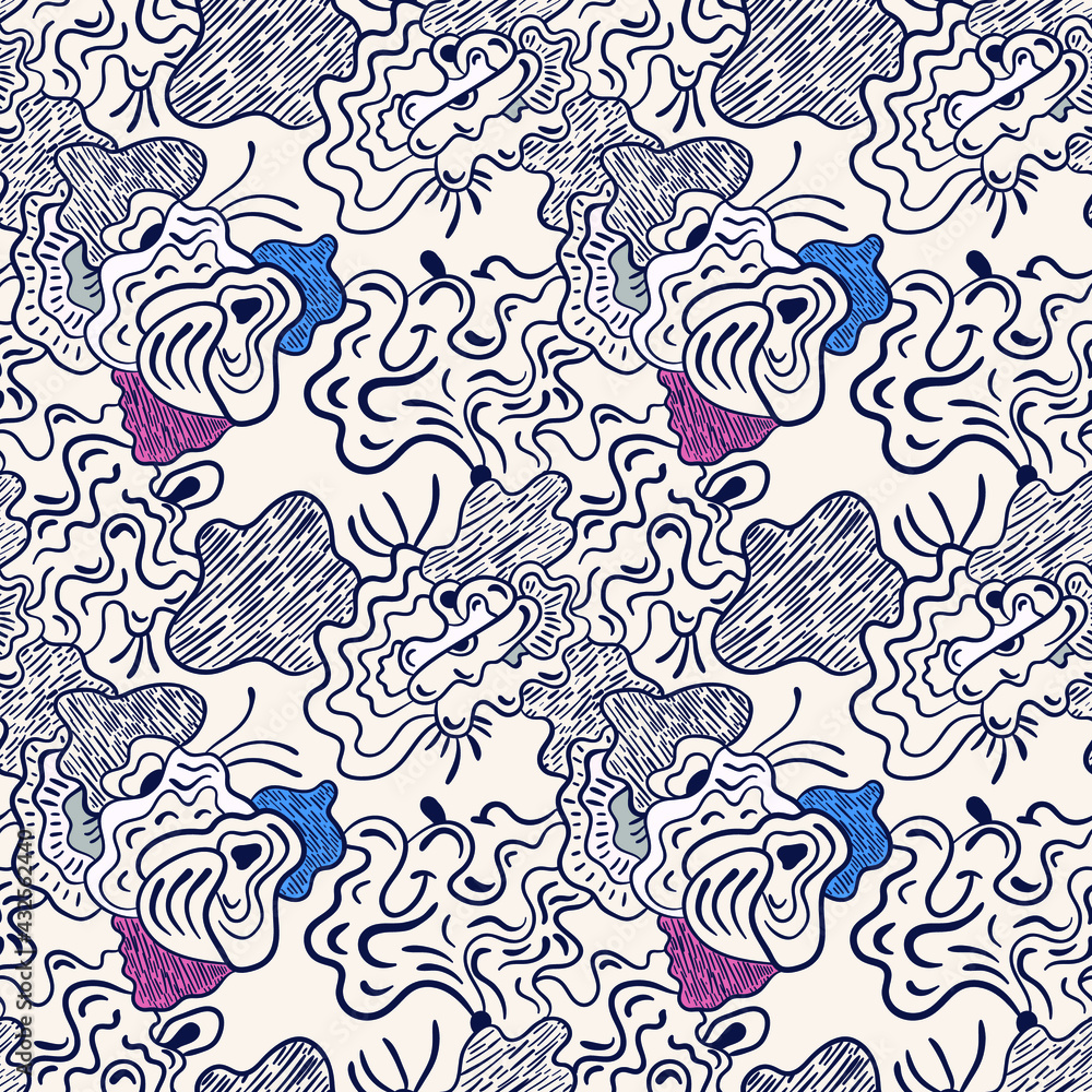 Fototapeta premium Psychedelic abstract colorful unusual seamless pattern