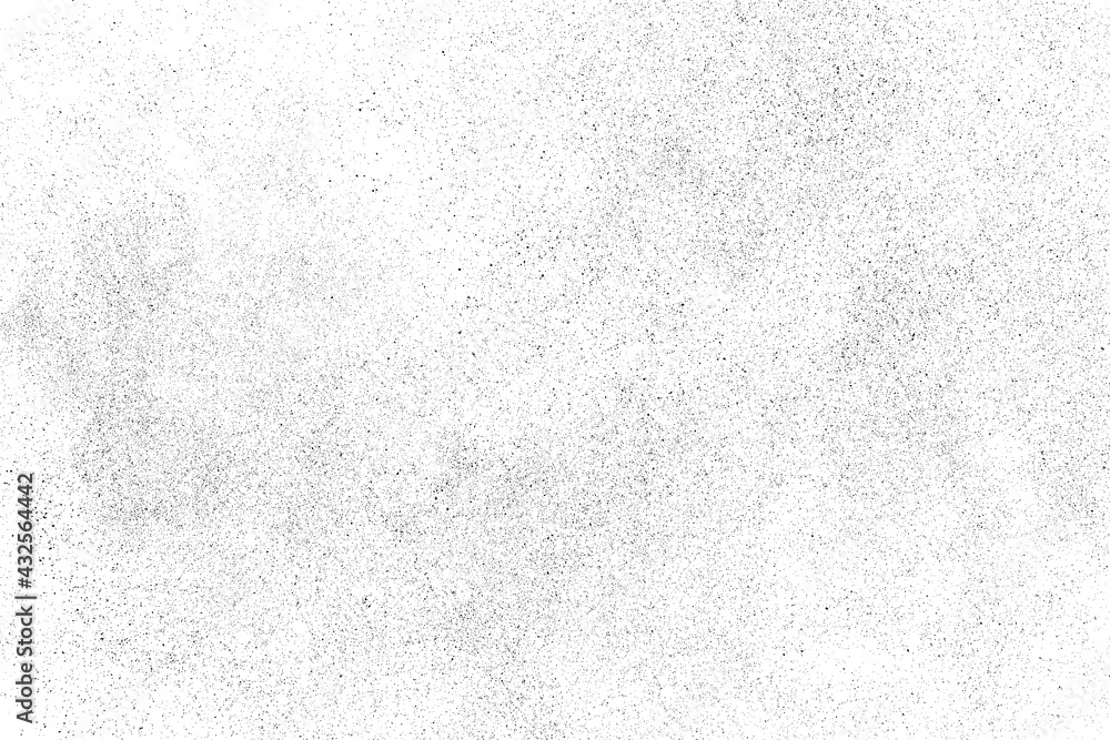 Distressed black texture. Dark grainy texture on white background. Dust overlay textured. Grain noise particles. Rusted white effect. Grunge design elements. Vector illustration, EPS 10