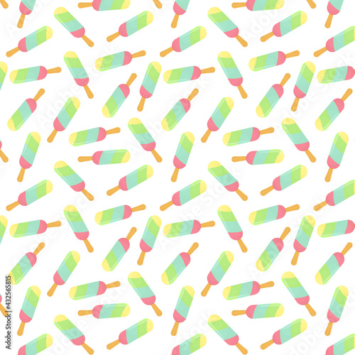 Summer vector pattern with an ice cream on a white background