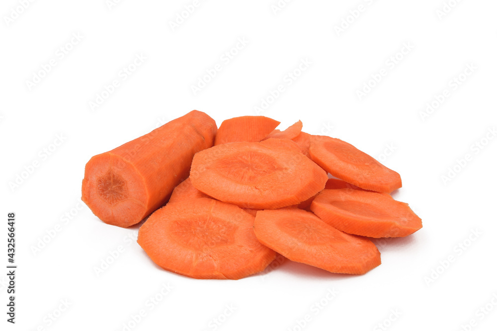 Peeled carrots and a bunch of carrots, cut into slices Peeled carrots and a bunch of carrots, cut into slices