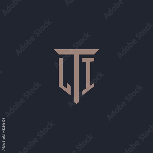 LI initial logo monogram with pillar icon design