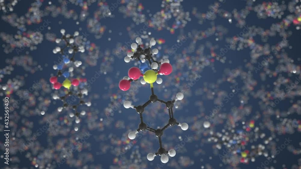Molecule of Gliclazide. Molecular model, looping seamless 3d animation Molecule of Gliclazide. Molecular model, looping seamless 3d animation