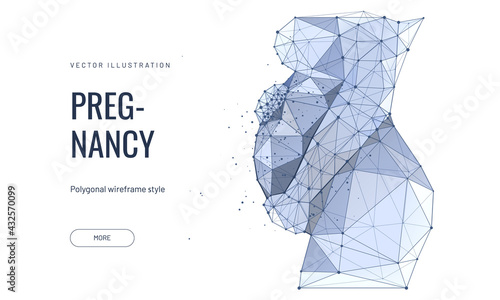 Pregnancy futuristic polygonal concept. Concept for obstetric center or gynecologist vector Illustration on a white background