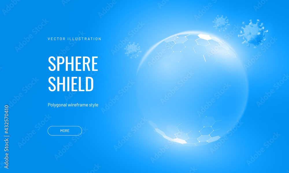 Αυτοκόλλητο Protection shield with virus futuristic vector illustration on a blue background