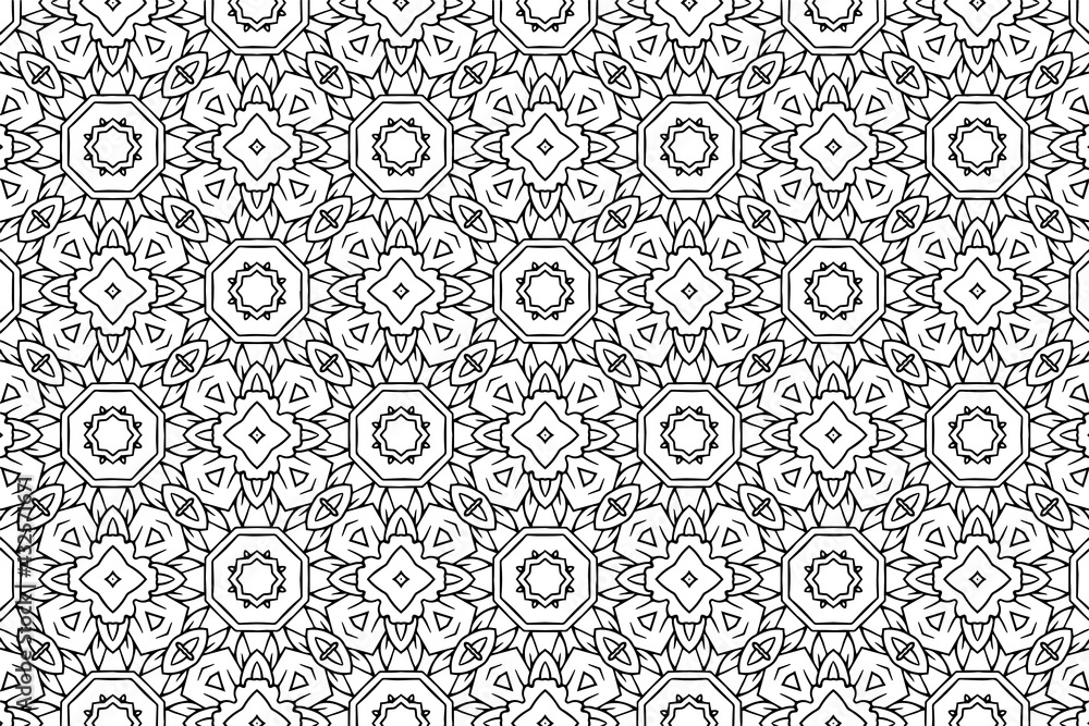 Seamless Abstract Floral Pattern in Oriental Style