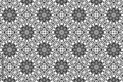 Seamless Abstract Floral Pattern in Oriental Style