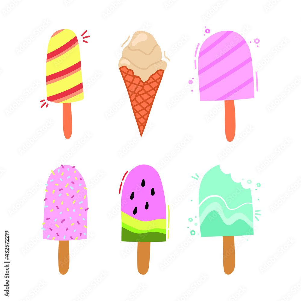 ice cream icons in flat style. ice cream icons in flat style.