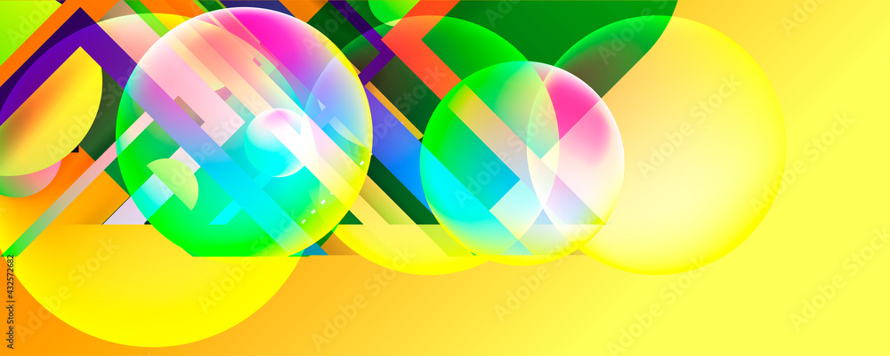 Bright Summer juicy colors green background with geometric elements, lines and dots for text, universal design, banner concept Bright Summer juicy colors green background with geometric elements, lines and dots for text, universal design, banner concept