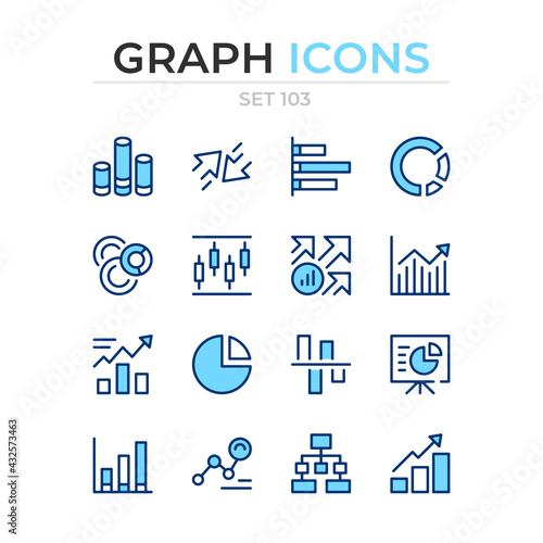 Graph icons. Vector line icons set. Premium quality. Simple thin line design. Modern outline symbols collection, pictograms.