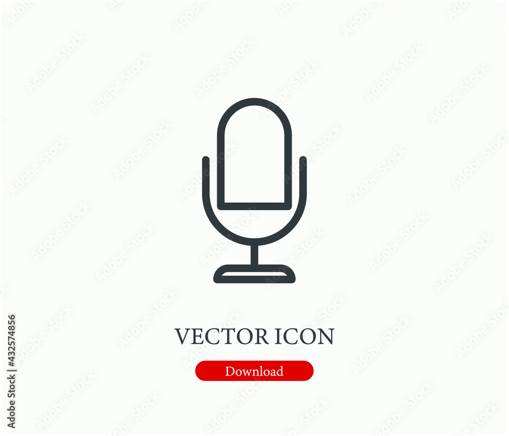 Microphone vector icon. Editable stroke. Linear style sign for use on web design and mobile apps, logo. Symbol illustration. Pixel vector graphics - Vector Microphone vector icon. Editable stroke. Linear style sign for use on web design and mobile apps, logo. Symbol illustration. Pixel vector graphics - Vector