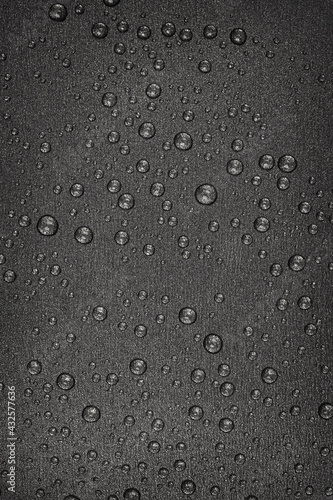 metal with teflon coating and water droplets on the surface, background