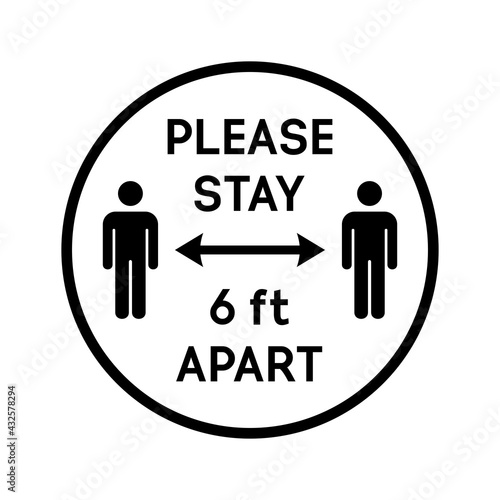 Please stay 6 feet apart,social distancing circle warning icon,vector,Preventing covid-19 coronavirus.