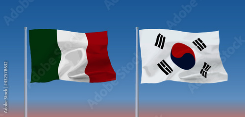 イタリアと韓国の国旗