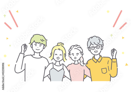肩を組む男女のイラスト素材