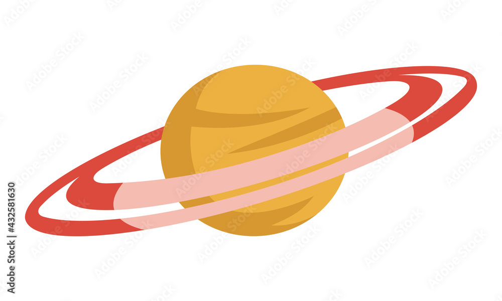 Saturn in flat style. Planet in outer space Saturn in flat style. Planet in outer space