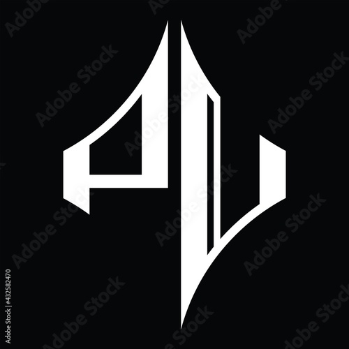 PU Logo monogram with diamond shape design template