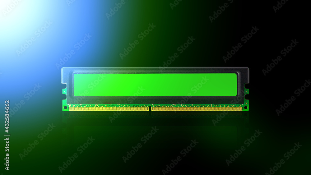 Computer RAM modules on a dark green background. Side flashing Computer RAM modules on a dark green background. Side flashing
