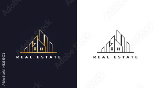 Luxury Gold Real Estate Logo. Building, Property Development, Architecture and Construction Logo