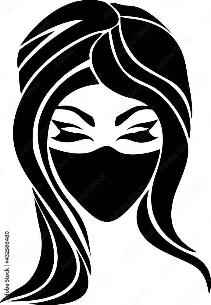 Gorgeous brunette with beautiful makeup wearing mask from COVID Gorgeous brunette with beautiful makeup wearing mask from COVID