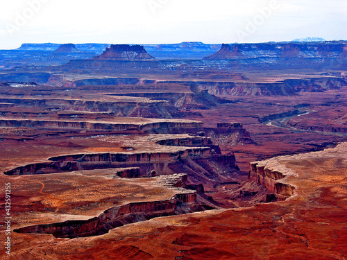 Canyonlands With River and Blue Mountains