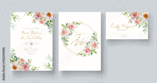 Wallpaper Mural elegant floral wedding invitation card template Torontodigital.ca