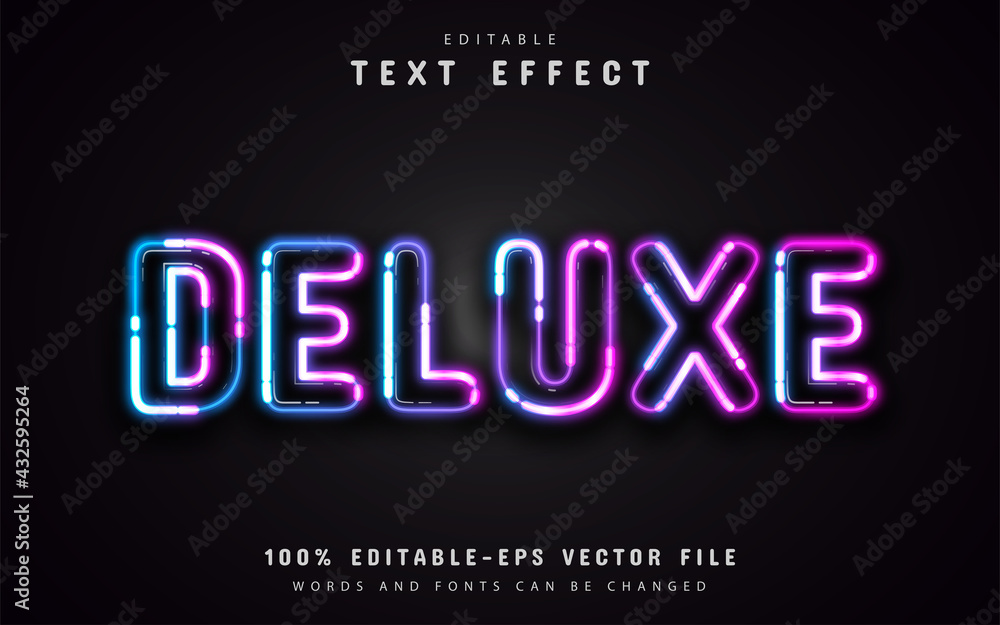 Deluxe text effect neon style Deluxe text effect neon style